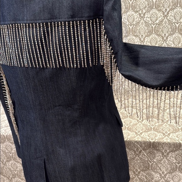 CINQ A SEPT SASHA BLAZER WITH CRYSTAL FRINGE - Picture 3 of 10